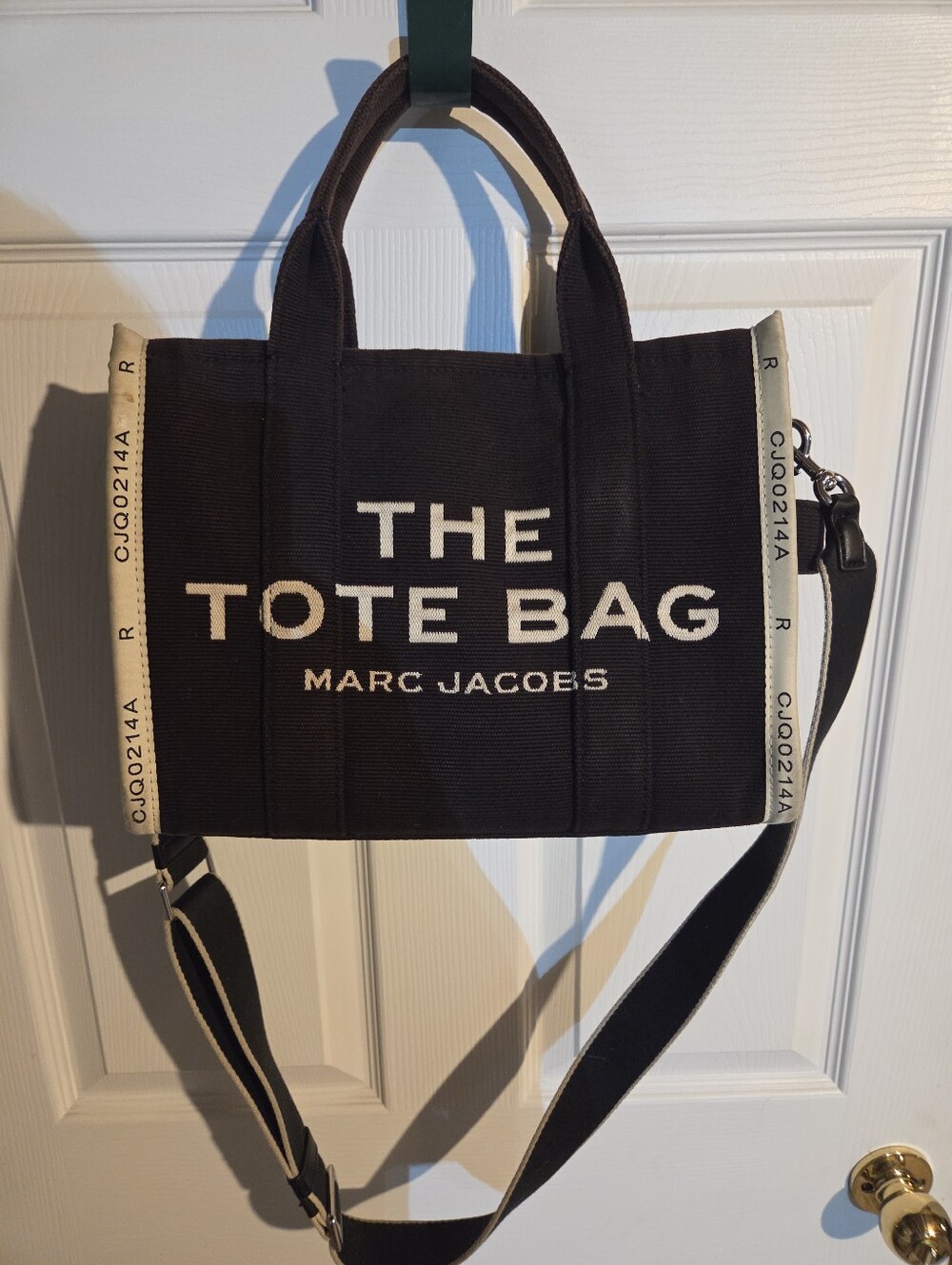 Marc Jacobs The Medium Tote Bag Black Canvas Crossbody Shoulder Bag